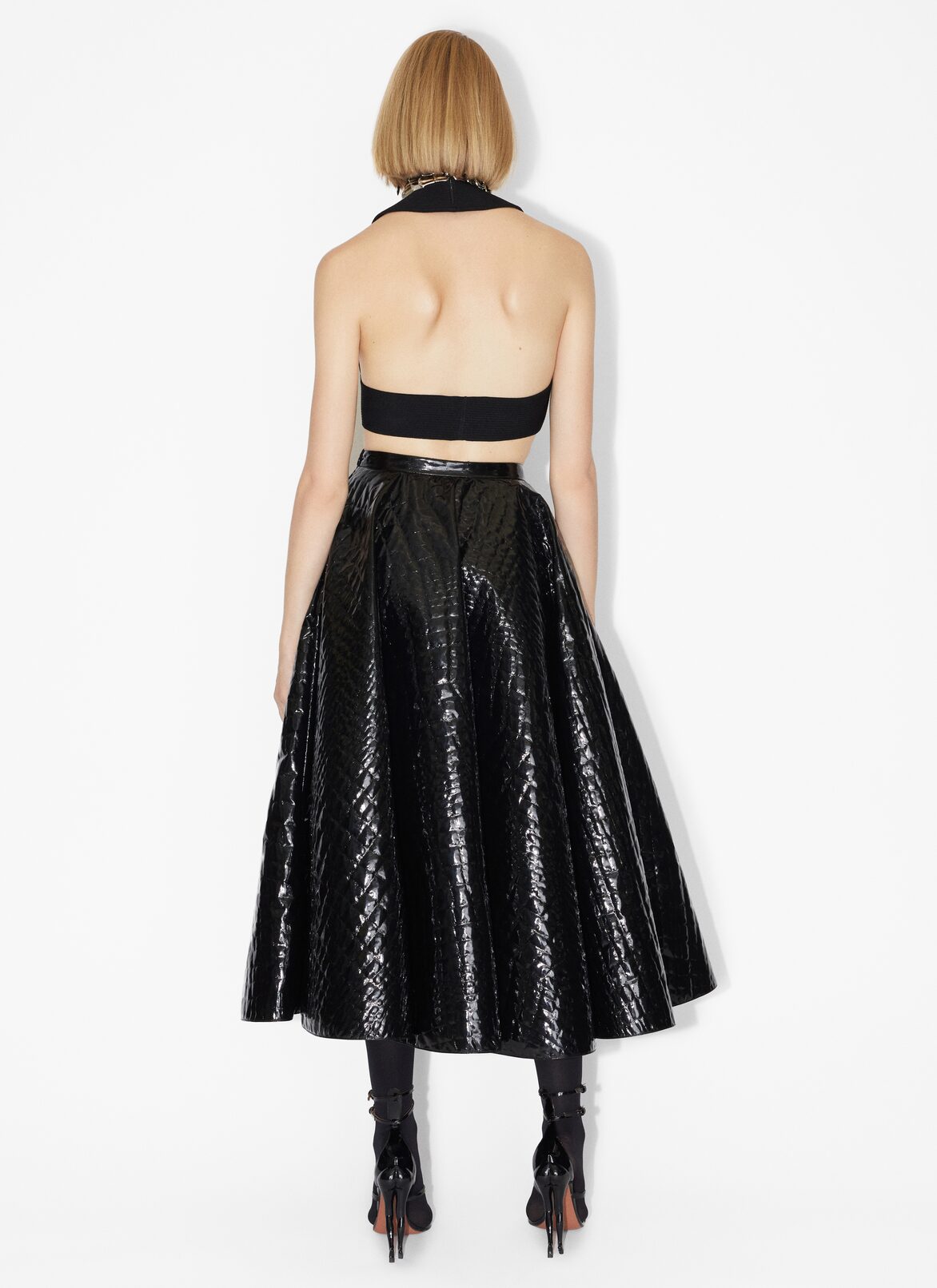 Midi "crocodile" pattern skirt ALAÏA BLACK MIDI "CROCODILE" PATTERN SKIRT